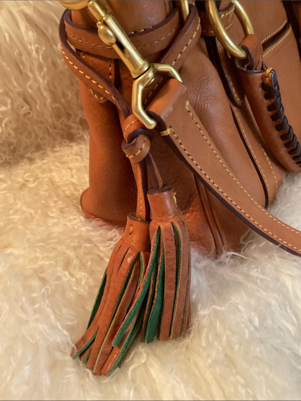 Dooney & Bourke Florentine Tan Leather Satchel - Picture 5 of 9